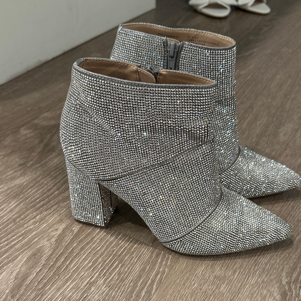 Steve Madden Sparkling Silver Ankle Booties